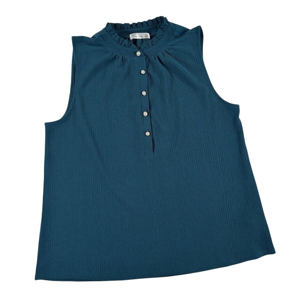 89th + Madison Womens Sleeveless Blouse - Teal - Large